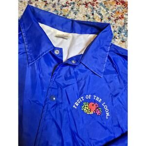 Vintage 90s Fruit Of The Loom Promo Windbreaker Coaches Jacket Size XL/2XL Blue